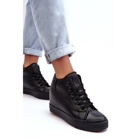 Zapatillas de deporte femeninas en una cuña Eco-cuero Big Star MM274001 Negro 2