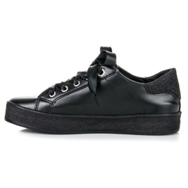 Zapatillas deportivas con purpurina y cinta negro 1