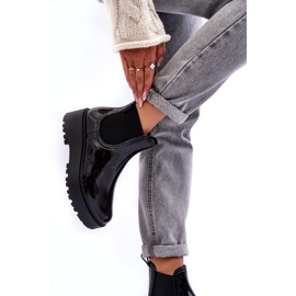 Botas de agua lacadas para mujeres en la plataforma negra Big Star MM274395 negro 3