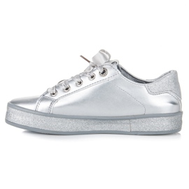 Zapatillas deportivas con purpurina y cinta gris 3