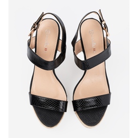 Shelvt Sandalias de cuña alta negro 2