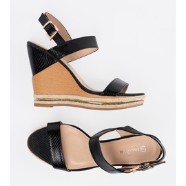 Shelvt Sandalias de cuña alta negro 3
