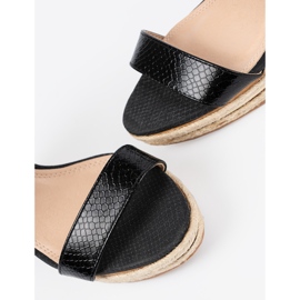 Shelvt Sandalias de cuña alta negro 4