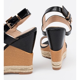 Shelvt Sandalias de cuña alta negro 5