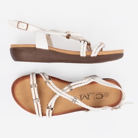 Shelvt Sandalias de mujer boho blancas blanco 1