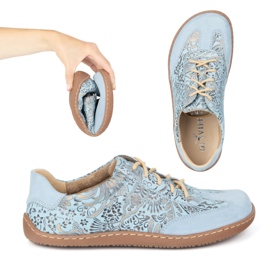 Olivier Zapatos minimalistas de cuero para mujeres descalzo 1287 azul 4