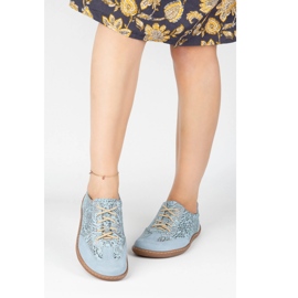 Olivier Zapatos minimalistas de cuero para mujeres descalzo 1287 azul 3