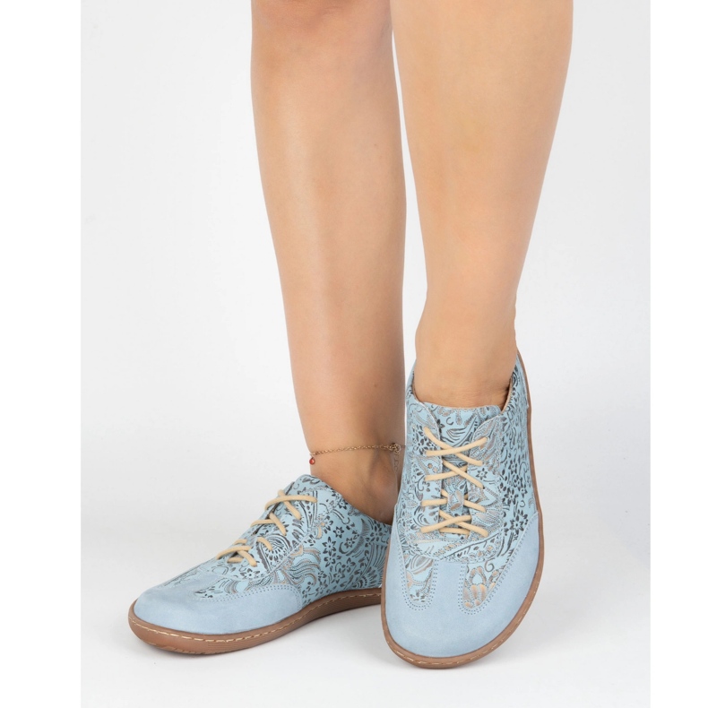 Olivier Zapatos minimalistas de cuero para mujeres descalzo 1287 azul 2