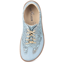Olivier Zapatos minimalistas de cuero para mujeres descalzo 1287 azul 11