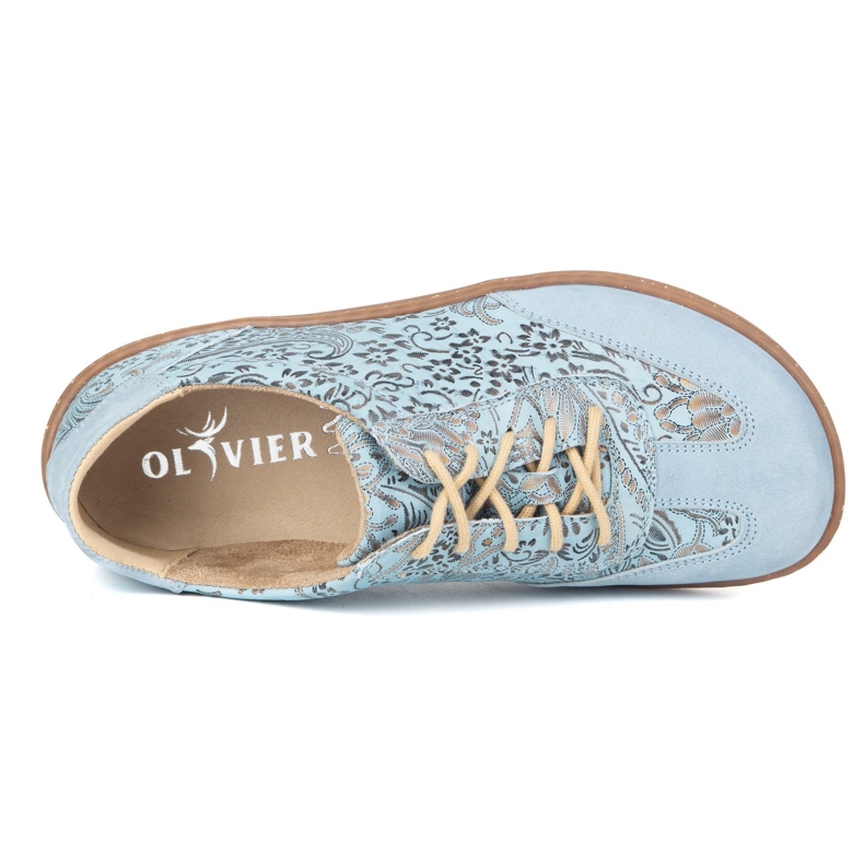 Olivier Zapatos minimalistas de cuero para mujeres descalzo 1287 azul 1