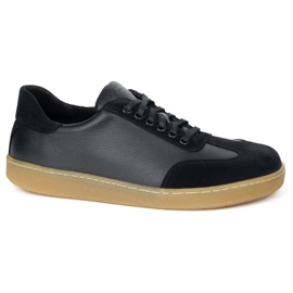 WASAK Zapatos de cuero minimalista de hombres descalzos 0248W Negro 2