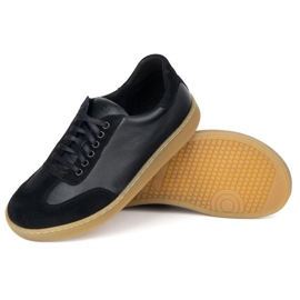 WASAK Zapatos de cuero minimalista de hombres descalzos 0248W Negro 4
