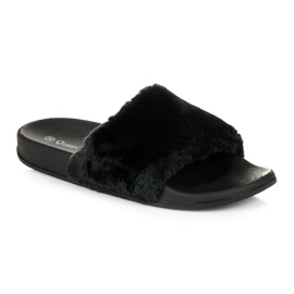 Queen Vivi Zapatillas con pelo negro 3