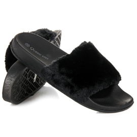 Queen Vivi Zapatillas con pelo negro 1