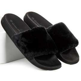 Queen Vivi Zapatillas con pelo negro 2