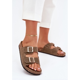 Boto Chanclas para mujeres con abrazaderas doradas y luner verde oscuro 2