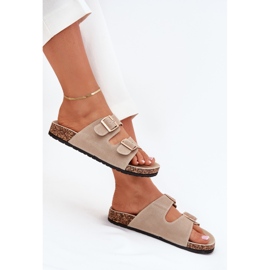 Boto Zapatillas para mujeres con abrazaderas doradas y costuras beige luner 8