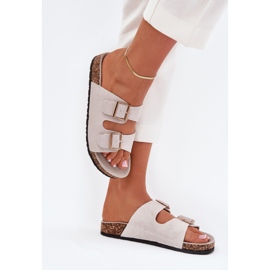 Boto Chanclas para mujeres con abrazaderas doradas y costuras grises 5