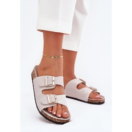 Boto Chanclas para mujeres con abrazaderas doradas y costuras grises 2