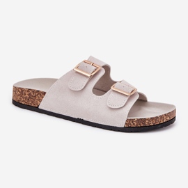 Boto Chanclas para mujeres con abrazaderas doradas y costuras grises 4