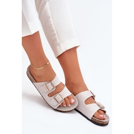Boto Chanclas para mujeres con abrazaderas doradas y costuras grises 7