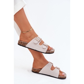 Boto Chanclas para mujeres con abrazaderas doradas y costuras grises 8