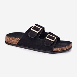 Boto Chanclas para mujeres con abrazaderas doradas y costuras negras de luner negro 5