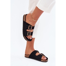 Boto Chanclas para mujeres con abrazaderas doradas y costuras negras de luner negro 6