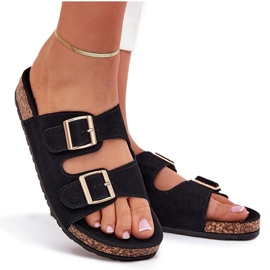 Boto Chanclas para mujeres con abrazaderas doradas y costuras negras de luner negro 9