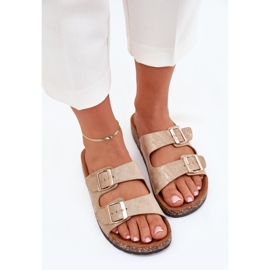 Boto Zapatillas para mujeres en la suela de corcho Cortina dorado 6
