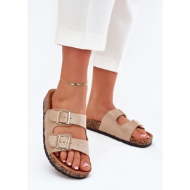 Boto Zapatillas para mujeres en la suela de corcho Cortina dorado 2