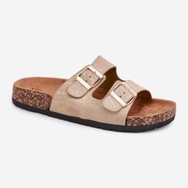 Boto Zapatillas para mujeres en la suela de corcho Cortina dorado 4