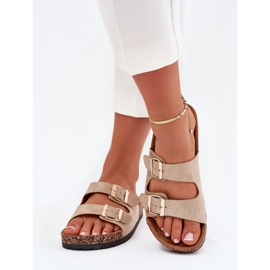 Boto Zapatillas para mujeres en la suela de corcho Cortina dorado 3