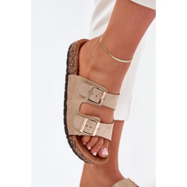 Boto Zapatillas para mujeres en la suela de corcho Cortina dorado 5