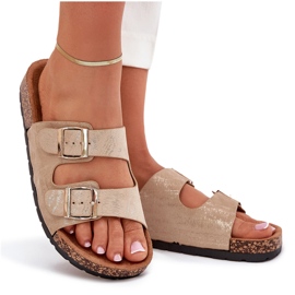 Boto Zapatillas para mujeres en la suela de corcho Cortina dorado 9