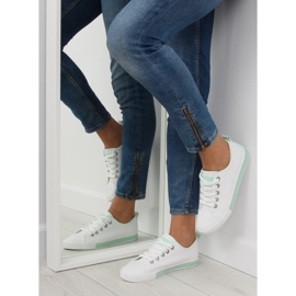 Zapatillas blancas de mujer A88-07 verde blanco 2