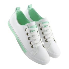 Zapatillas blancas de mujer A88-07 verde blanco 1