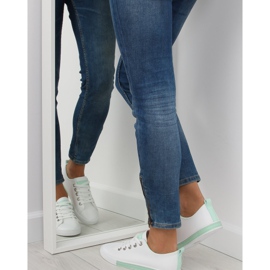 Zapatillas blancas de mujer A88-07 verde blanco 4