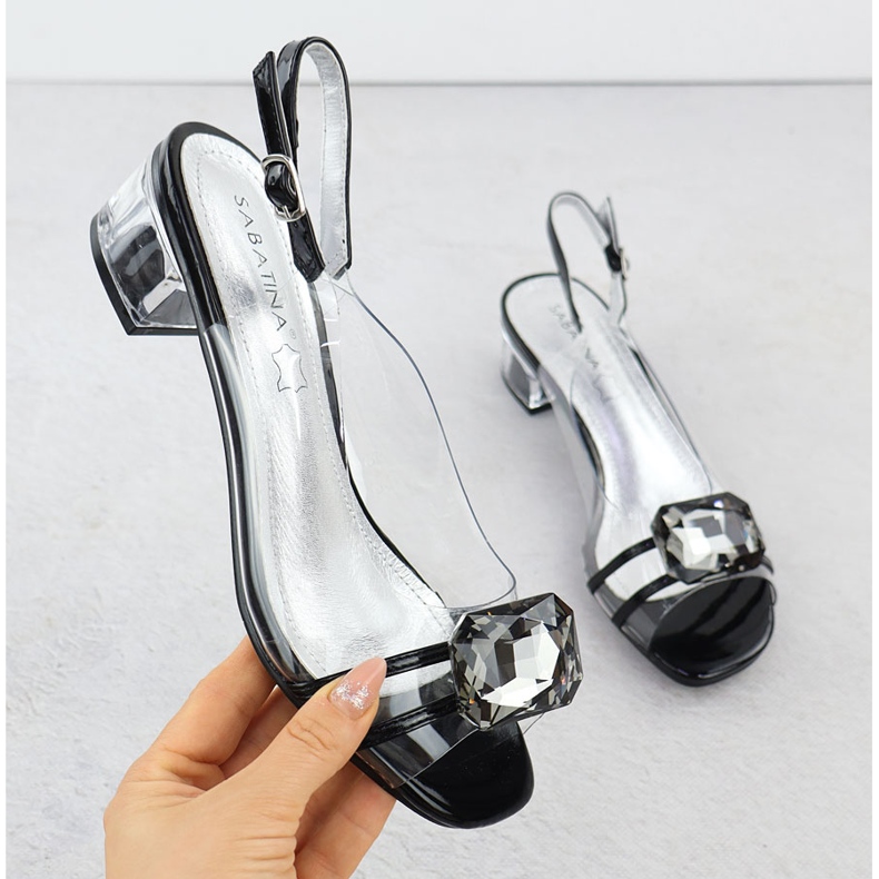 Black Sabatina 33506-7 sandalias transparentes negro 1