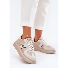 Zapatillas de deporte de cuero para mujeres en la plataforma Big Star de Daniel Lopez SS2D4003 Beige 2