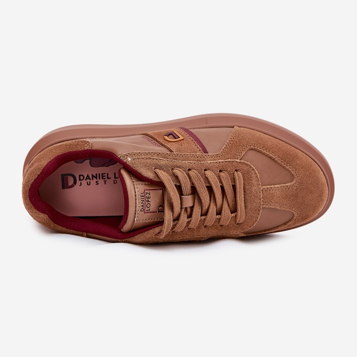 Zapatillas de deporte de cuero para mujeres en la plataforma Big Star de Daniel Lopez SS2D4005 Brown marrón 2