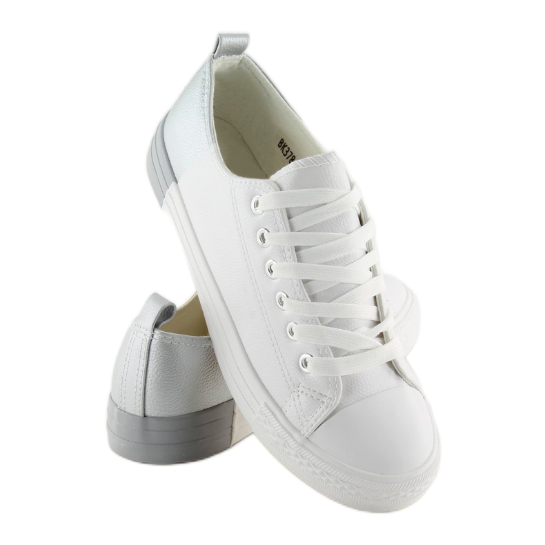 Deportivas bicolor blancas BK378 Blanco / Plata 1 Deportivas bicolor blancas BK378 Blanco / Plata 1