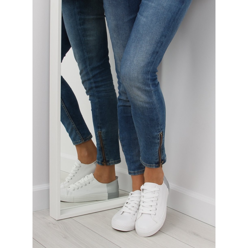 Deportivas bicolor blancas BK378 Blanco / Plata 2