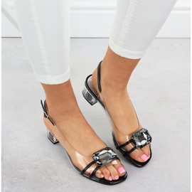 Black Sabatina 33506-7 sandalias transparentes negro 8