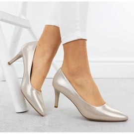 Tacones altos satén femenino -Golden Sergio Leone 1336 dorado 3