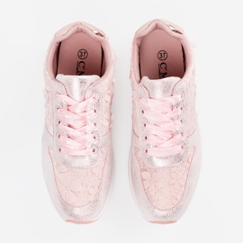 Shelvt Zapatillas rosas con motivo floral rosado 5