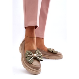 Mocasines de cuero para mujeres con Laura Messi 2787 beige 2