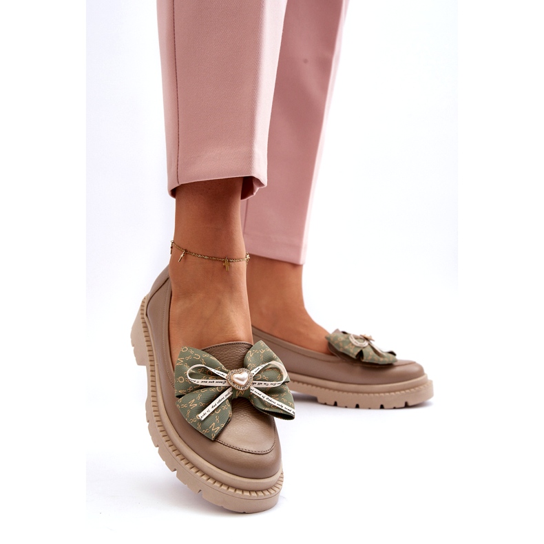 Mocasines de cuero para mujeres con Laura Messi 2787 beige 2