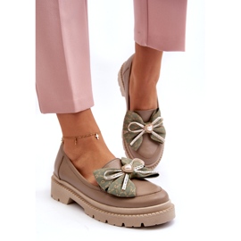 Mocasines de cuero para mujeres con Laura Messi 2787 beige 3