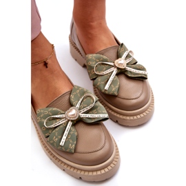 Mocasines de cuero para mujeres con Laura Messi 2787 beige 1